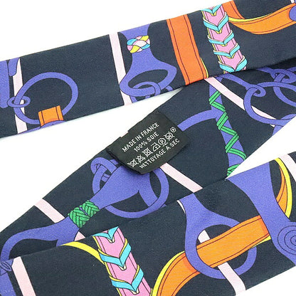 HERMES Twilly Panoplie Equestre Scarf Navy Size ONE SIZE