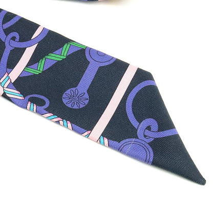 HERMES Twilly Panoplie Equestre Scarf Navy Size ONE SIZE