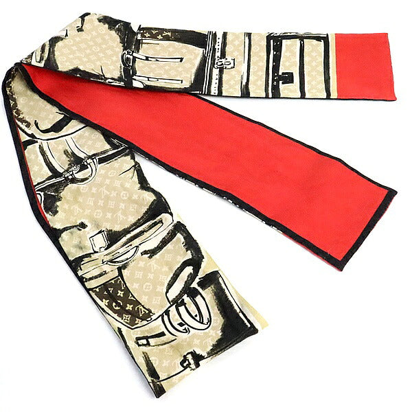 Louis Vuitton Bandeau Trunk Silk Beige Red Scarf Size ONE SIZE