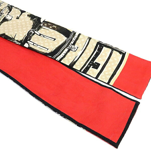Louis Vuitton Bandeau Trunk Silk Beige Red Scarf Size ONE SIZE
