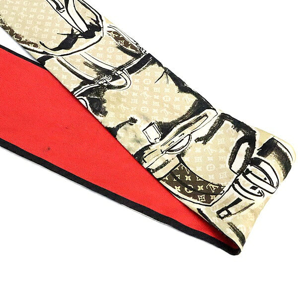 Louis Vuitton Bandeau Trunk Silk Beige Red Scarf Size ONE SIZE