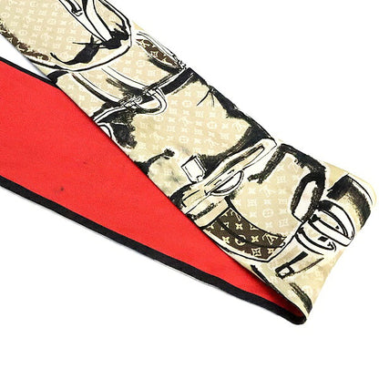 Louis Vuitton Bandeau Trunk Silk Beige Red Scarf Size ONE SIZE