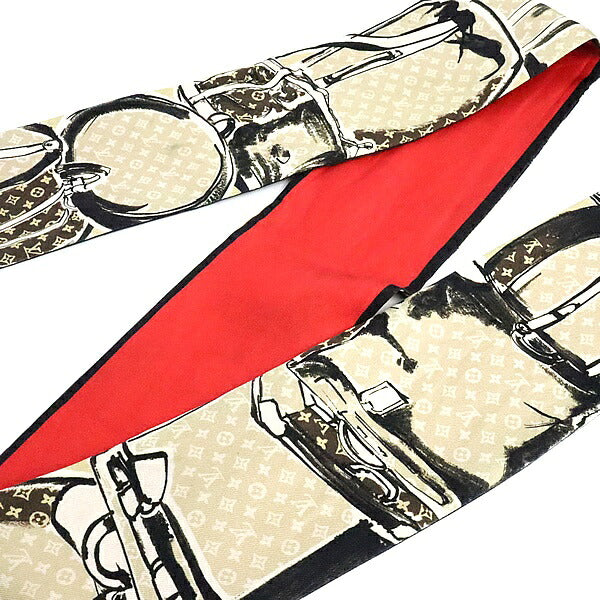Louis Vuitton Bandeau Trunk Silk Beige Red Scarf Size ONE SIZE