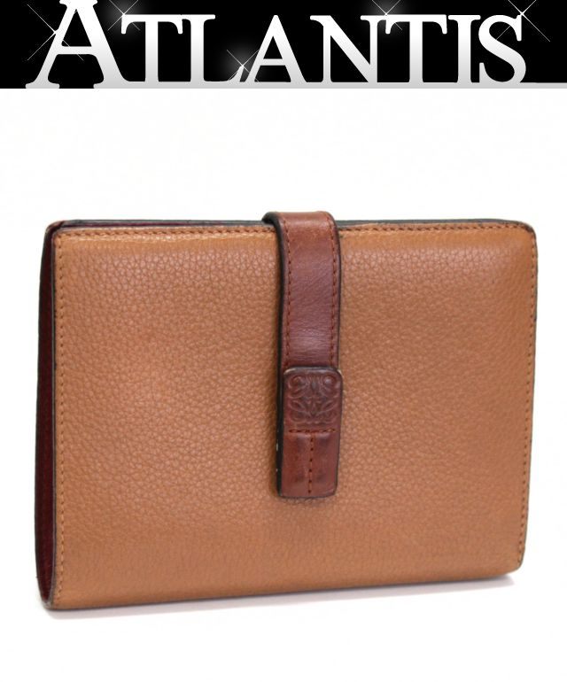 LOEWE Leather Vertical Bifold Wallet Brown Size ONE SIZE