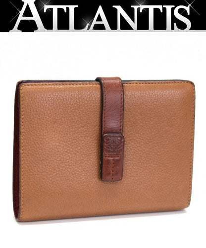 LOEWE Leather Vertical Bifold Wallet Brown Size ONE SIZE
