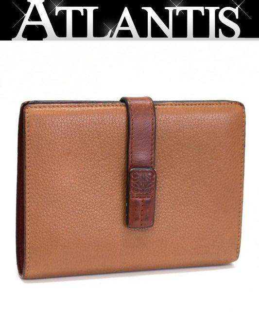 LOEWE Leather Vertical Bifold Wallet Brown Size ONE SIZE
