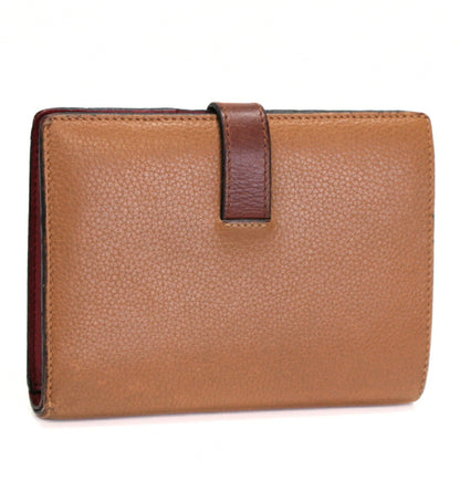 LOEWE Leather Vertical Bifold Wallet Brown Size ONE SIZE