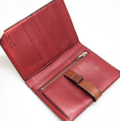 LOEWE Leather Vertical Bifold Wallet Brown Size ONE SIZE