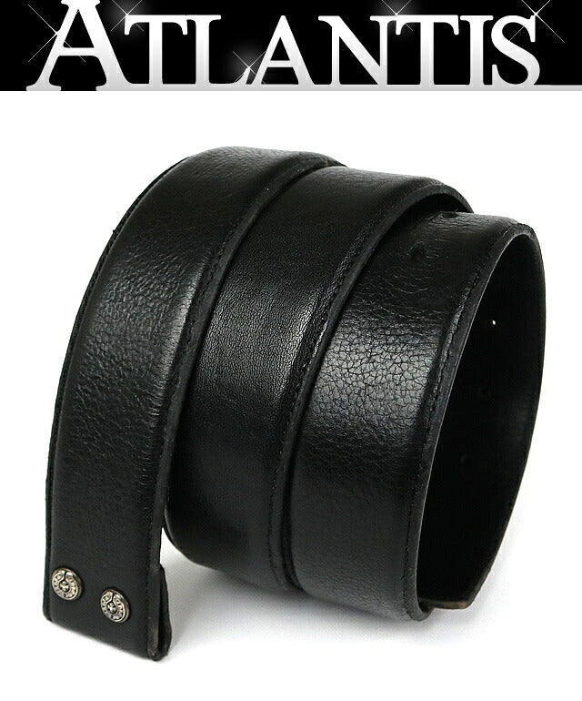 CHROME HEARTS 1.5 Leather Belt Strap Black Size 40