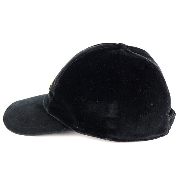 PRADA Triangle Plate Velour Baseball Cap Black Size M