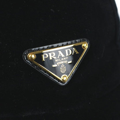 PRADA Triangle Plate Velour Baseball Cap Black Size M