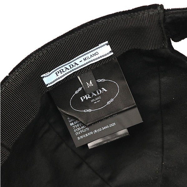 PRADA Triangle Plate Velour Baseball Cap Black Size M