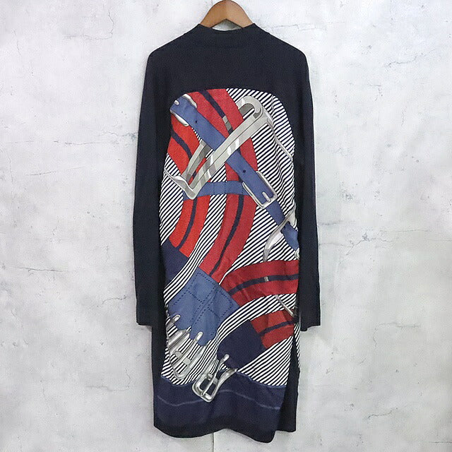 HERMES Twillaine Mors a Jouets Silk Cardigan Navy Size 34