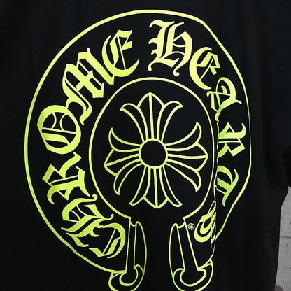 CHROME HEARTS CH Horseshoe Print T-Shirt Black/Yellow Size M
