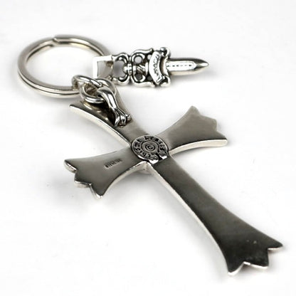CHROME HEARTS Large Cross Split Silver Keyring Size ONE SIZE