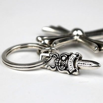 CHROME HEARTS Large Cross Split Silver Keyring Size ONE SIZE