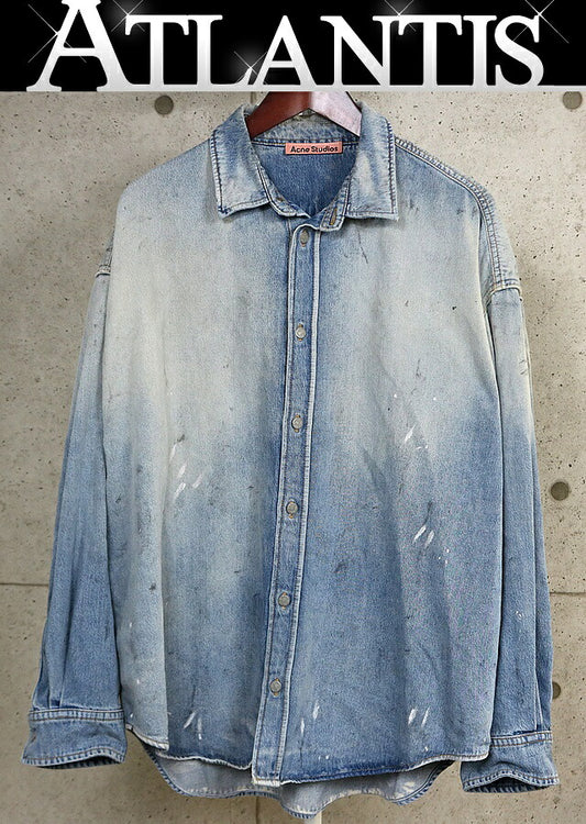 Acne Studios Vintage Washed Denim Long Shirt Blue Size M