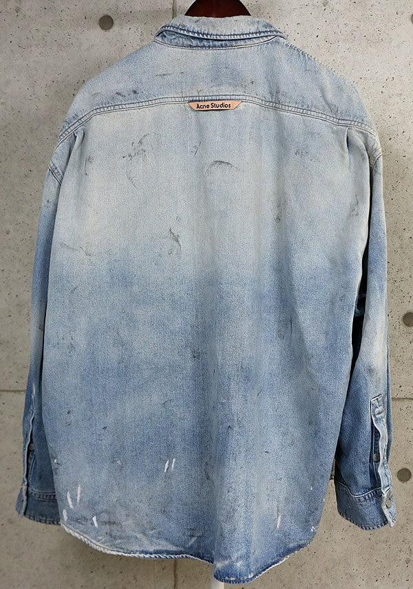 Acne Studios Vintage Washed Denim Long Shirt Blue Size M