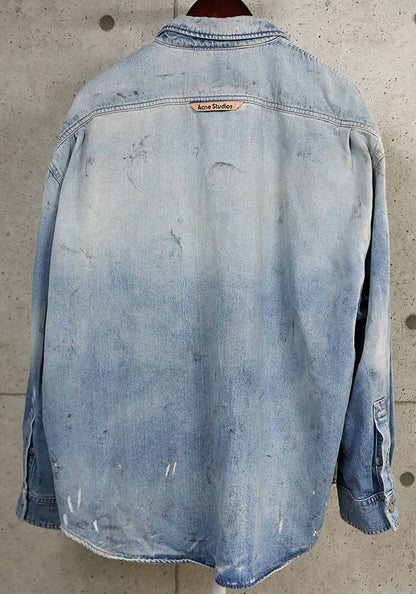 Acne Studios Vintage Washed Denim Long Shirt Blue Size M