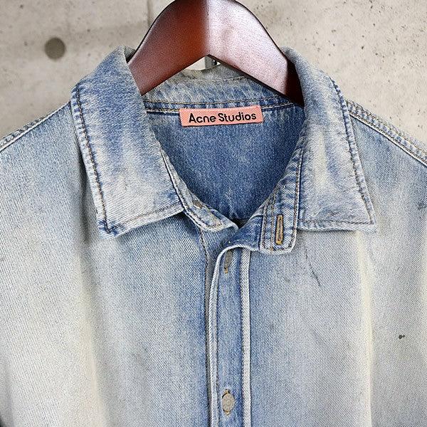 Acne Studios Vintage Washed Denim Long Shirt Blue Size M