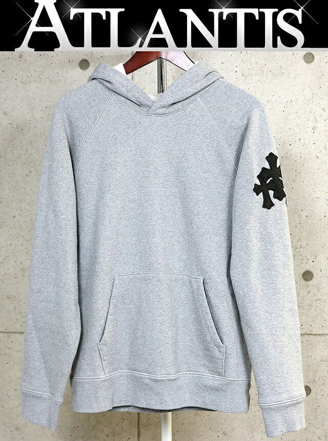CHROME HEARTS Y NOT Cemetery Cross Patch Hoodie Gray Size M