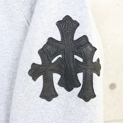 CHROME HEARTS Y NOT Cemetery Cross Patch Hoodie Gray Size M