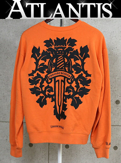 CHROME HEARTS Vine Dagger Print Sweatshirt Orange Size M