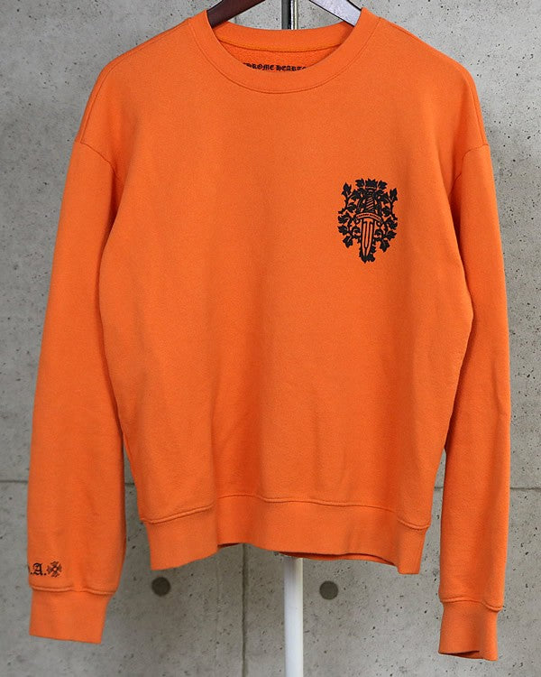 CHROME HEARTS Vine Dagger Print Sweatshirt Orange Size M