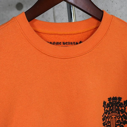 CHROME HEARTS Vine Dagger Print Sweatshirt Orange Size M