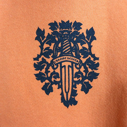 CHROME HEARTS Vine Dagger Print Sweatshirt Orange Size M