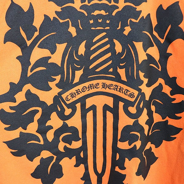 CHROME HEARTS Vine Dagger Print Sweatshirt Orange Size M