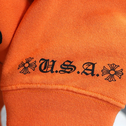 CHROME HEARTS Vine Dagger Print Sweatshirt Orange Size M