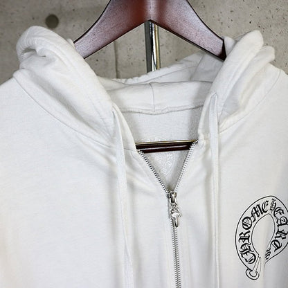 CHROME HEARTS Floral Cross Horseshoe Hoodie White Size XL