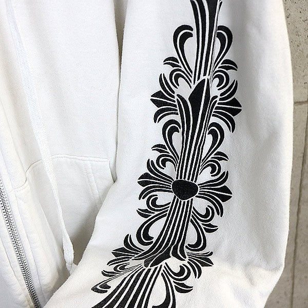 CHROME HEARTS Floral Cross Horseshoe Hoodie White Size XL