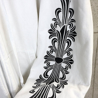 CHROME HEARTS Floral Cross Horseshoe Hoodie White Size XL