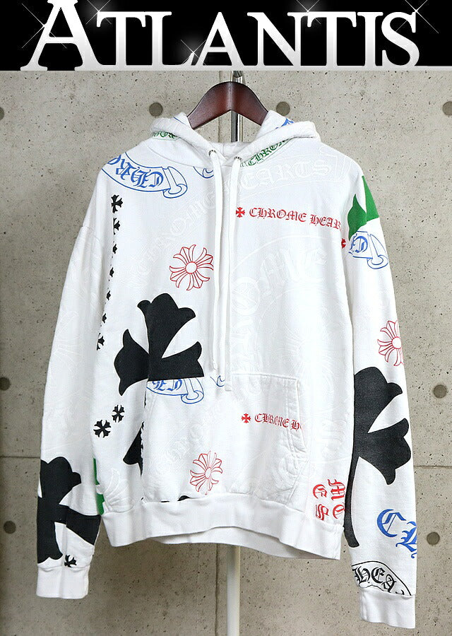 CHROME HEARTS Stencil Print Pullover Hoodie White Size M