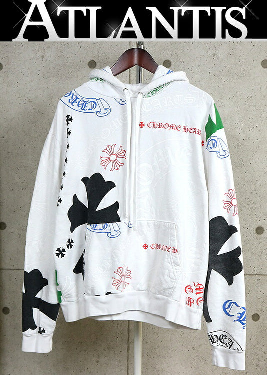 CHROME HEARTS Stencil Print Pullover Hoodie White Size M