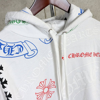 CHROME HEARTS Stencil Print Pullover Hoodie White Size M