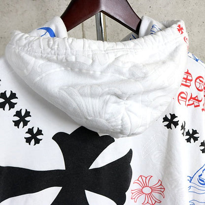 CHROME HEARTS Stencil Print Pullover Hoodie White Size M