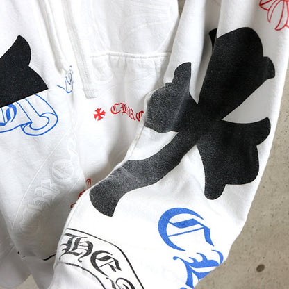 CHROME HEARTS Stencil Print Pullover Hoodie White Size M