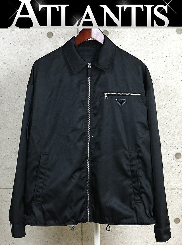 PRADA Triangle Plate Nylon Zip Jacket Black Size S