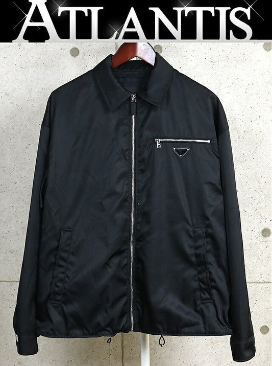 PRADA Triangle Plate Nylon Zip Jacket Black Size S