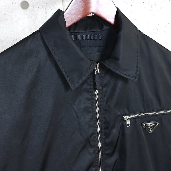 PRADA Triangle Plate Nylon Zip Jacket Black Size S