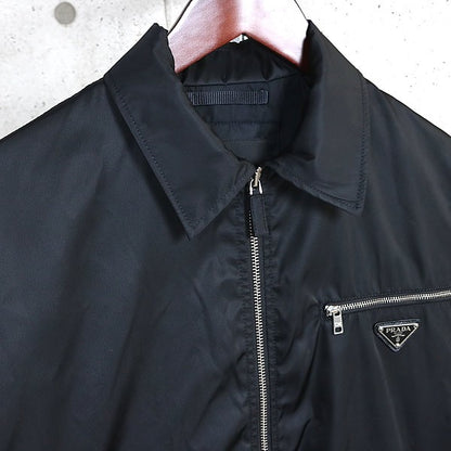 PRADA Triangle Plate Nylon Zip Jacket Black Size S