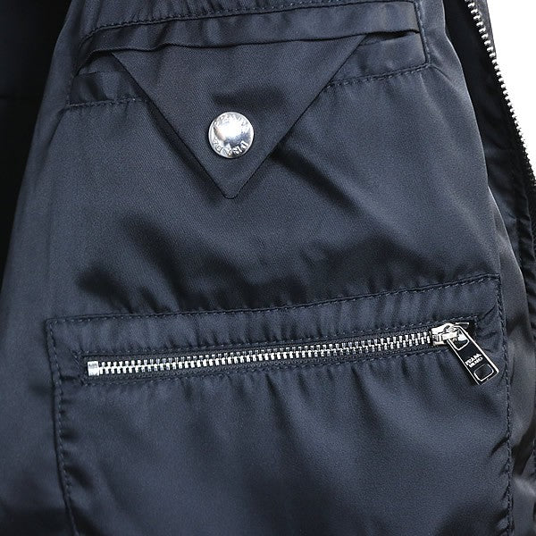 PRADA Triangle Plate Nylon Zip Jacket Black Size S