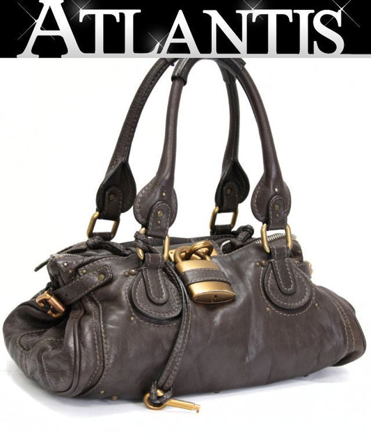 Chloe Paddington Leather Handbag Dark Brown Size ONE SIZE