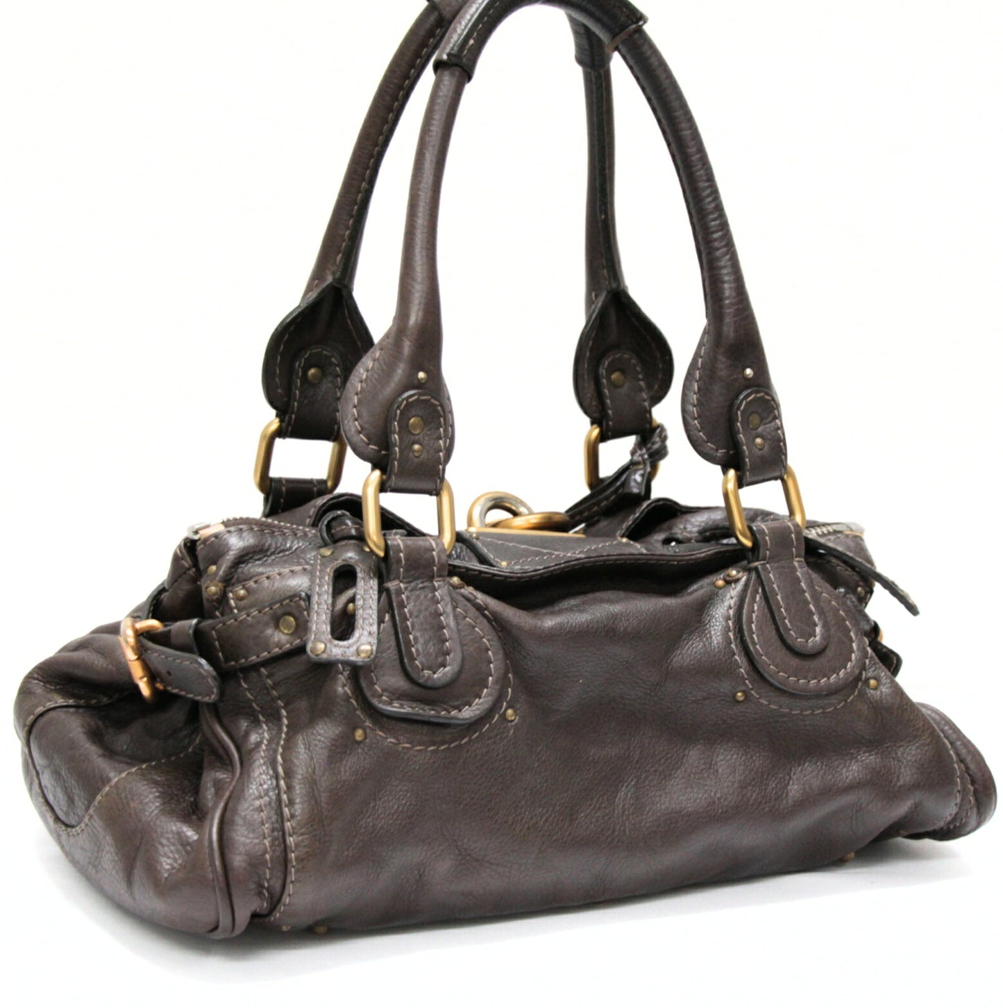 Chloe Paddington Leather Handbag Dark Brown Size ONE SIZE