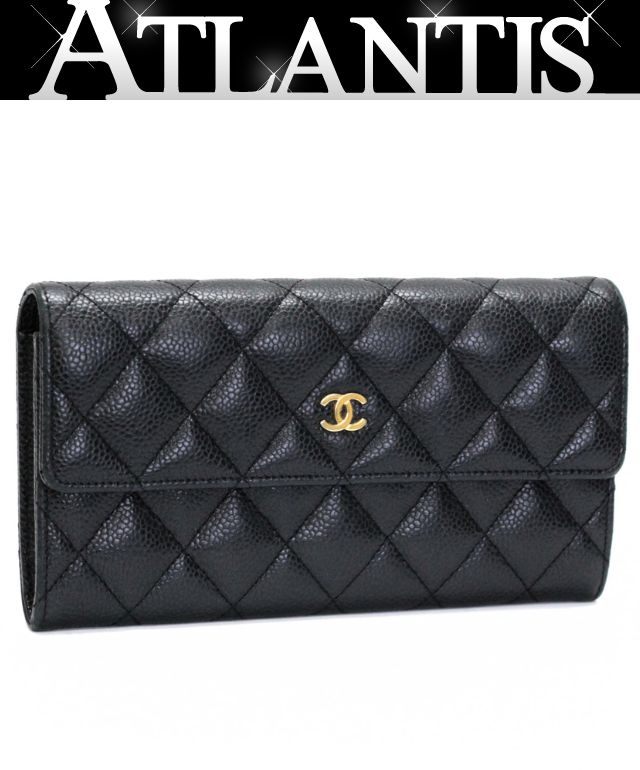 CHANEL Matelasse Caviar Skin Wallet Black Size ONE SIZE