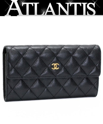 CHANEL Matelasse Caviar Skin Wallet Black Size ONE SIZE