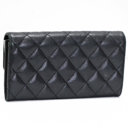 CHANEL Matelasse Caviar Skin Wallet Black Size ONE SIZE